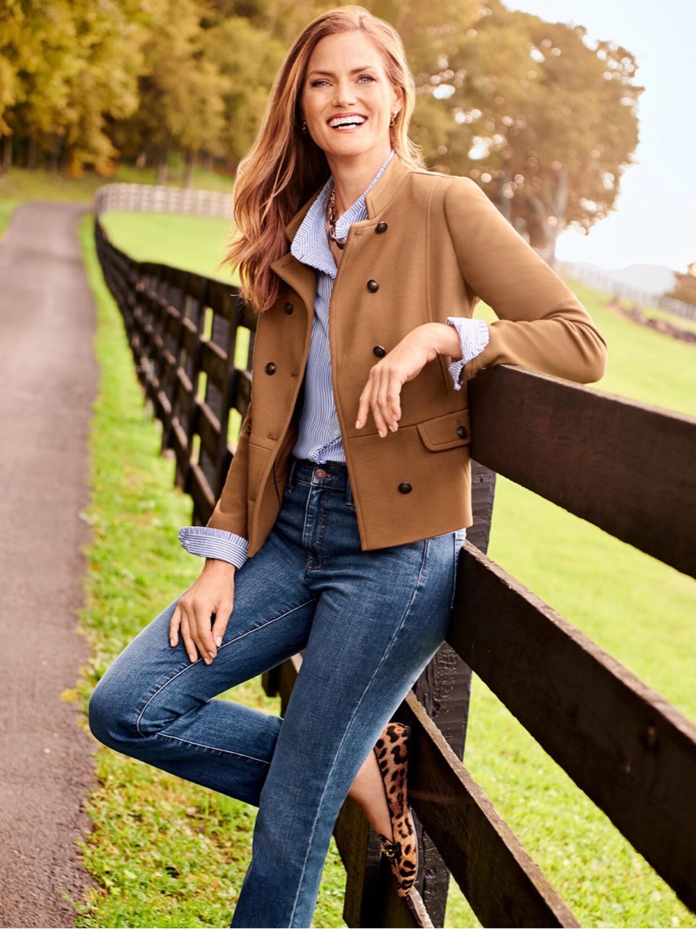 NWT Talbots Twill Knit Band Jacket Caramel Tan Color 16W - Picture 2 of 14
